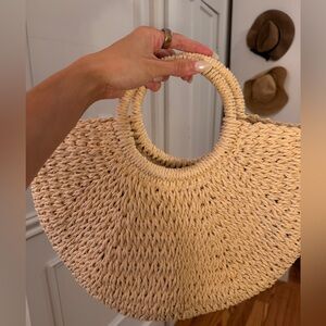 Elegant Cream Woven Handbag